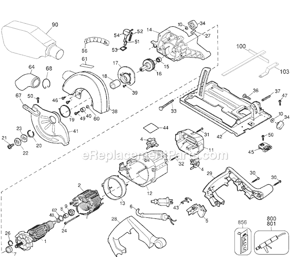 Page A Diagram and Parts List for CS500 Type 2 Black and Decker Circular Saw